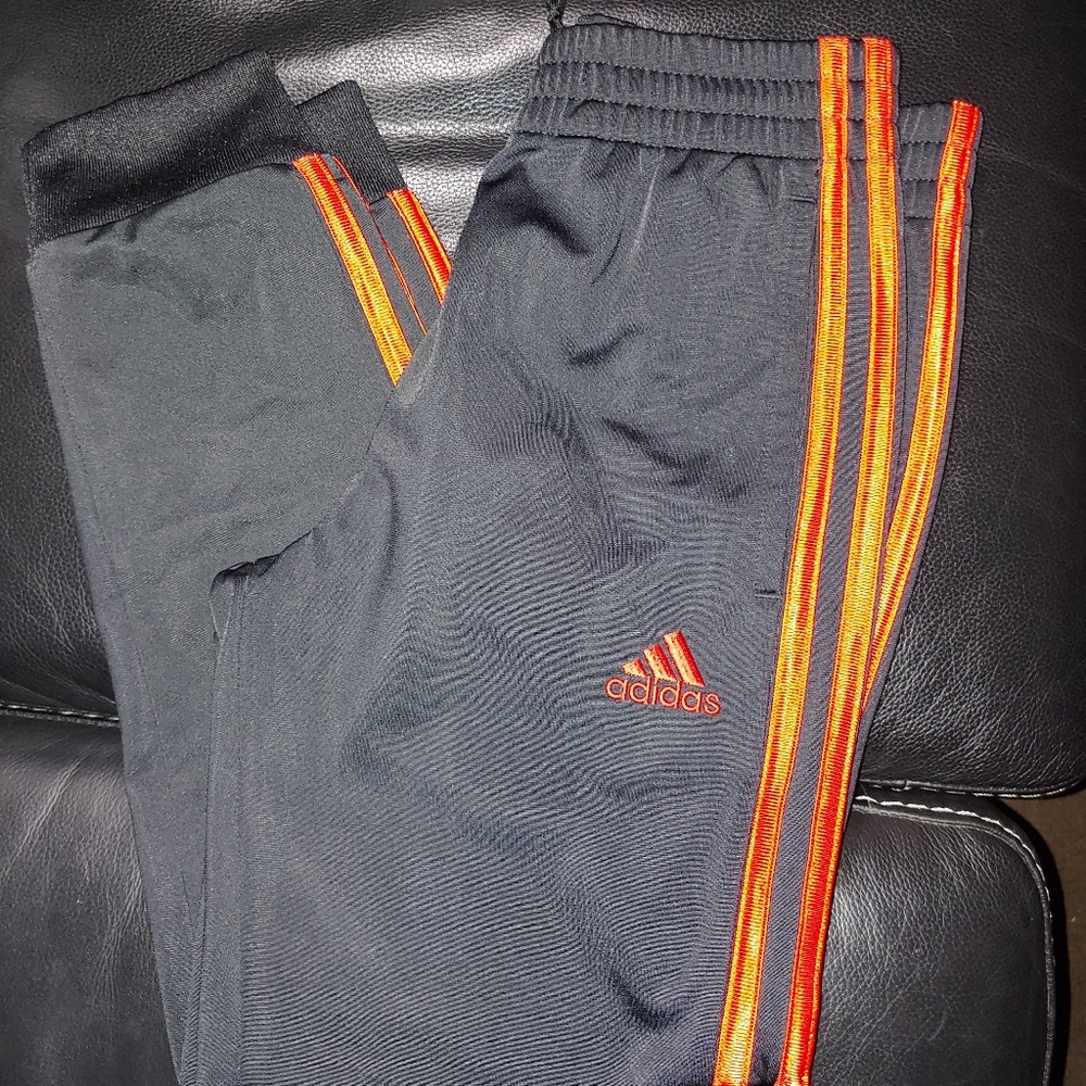 Boys Red and Black Adidas Sweat Pants Size Medium